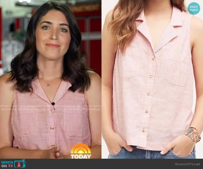 HD in Paris Striped Tybee Sleeveless Top worn by Liz Kreutz on Today