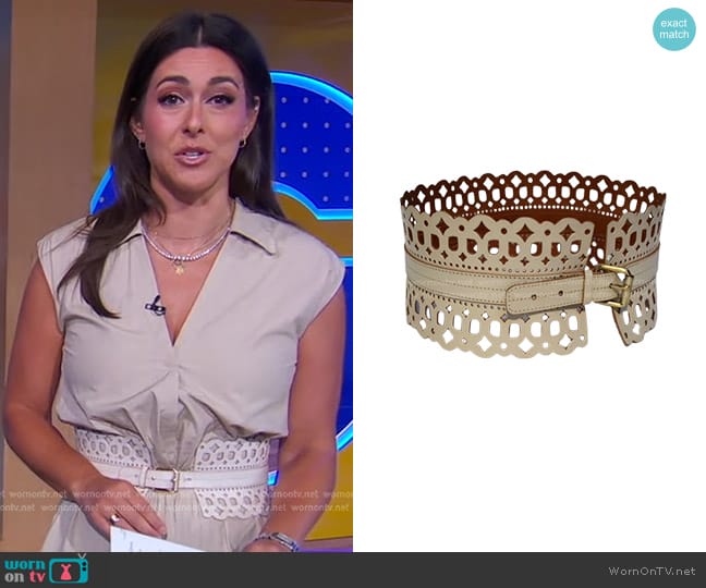 BCBGmaxazria Laser Cut Corset Belt worn by Erielle Reshef on Good Morning America