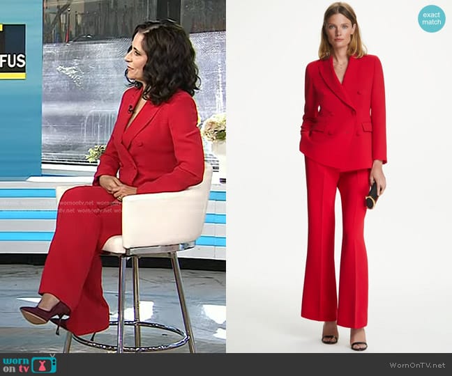 Carolina Herrera Crepe Double Breasted Tailored Suit Jacket worn by Julia Louis-Dreyfus on Today