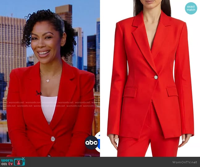 Derek Lam 10 Crosby Noah Single Breasted Jacket in Vermillion worn by Shirleen Allicot on Good Morning America