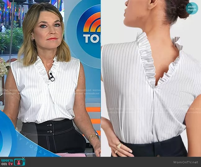 G. Label Skinner Ruffle-Trim Top worn by Savannah Guthrie on Today