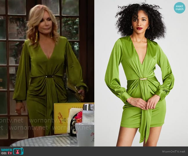 Halston Tully Dress in Jungle worn by Lauren Fenmore (Tracey Bregman) on The Young and the Restless