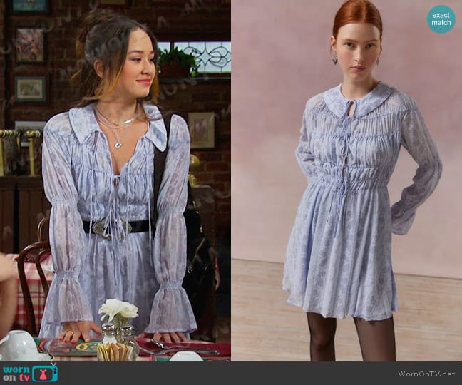 Kimchi Blue Lonie Smocked Mini Dress worn by Sophia Choi (Madelyn Kientz) on Days of our Lives