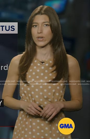 Lindsay Tuchman’s beige polka dot dress on Good Morning America
