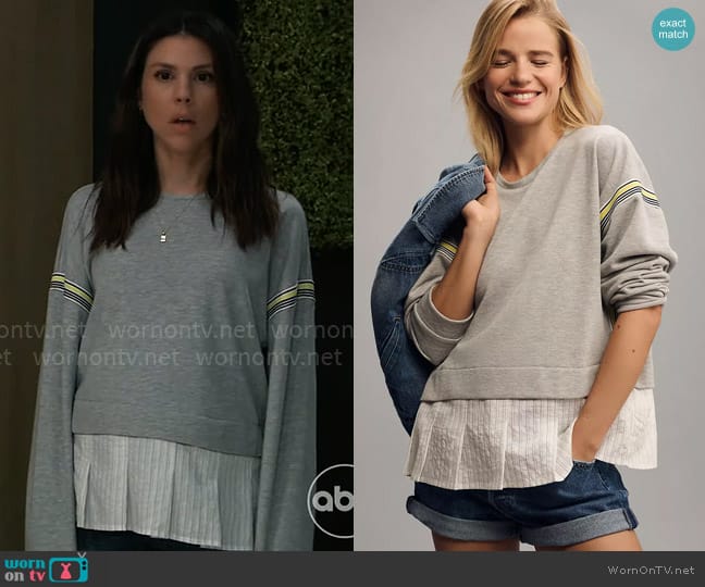 Maeve Stripe Tape Twofer Blouse worn by Kristina Corinthos-Davis (Kate Mansi) on General Hospital
