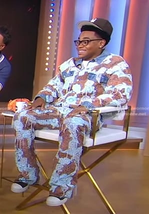 Michael Rainey Jr’s embroidered denim jacket and jeans on Good Morning America