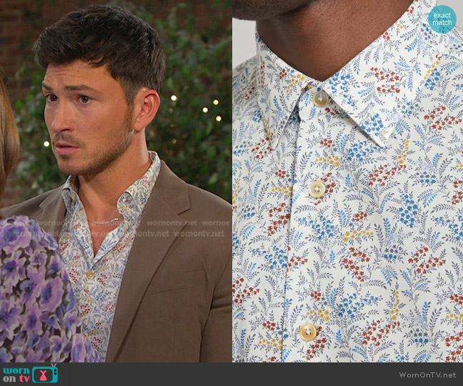 Paul Smith Floral-Print Organic Cotton Shirt worn by Alexander Kiriakis (Robert Scott Wilson) on Days of our Lives