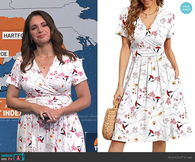 WEACZZY Floral Party Dress with Pockets in Red Begonia worn by Maria Larosa on Today