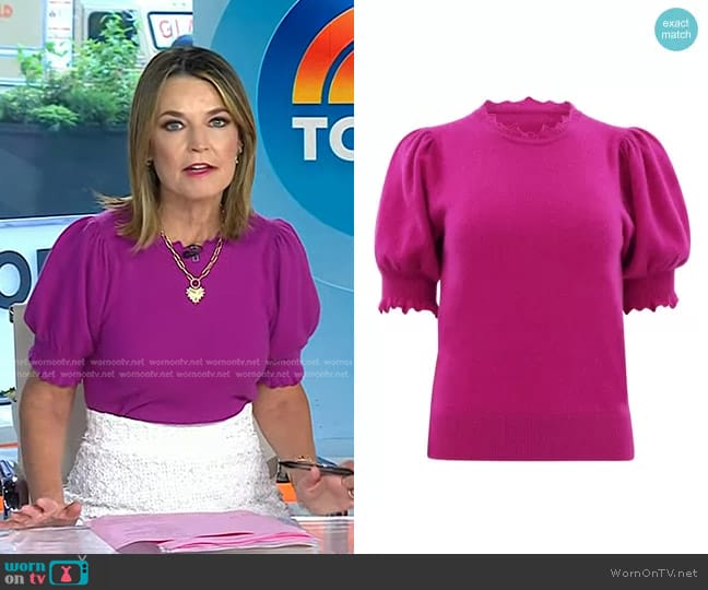 Ulla Johnson Lotta Top in Thistle worn by Savannah Guthrie on Today