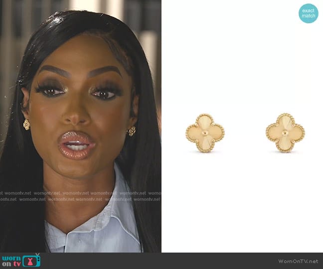 Van Cleef & Arpels Vintage Alhambra Earrings Guilloche 18K Yellow Gold worn by Lesa Milan (Lesa Milan) on The Real Housewives of Dubai