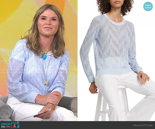 Veronica Beard Magellen Linen-Blend Crewneck Sweater in Light Blue worn by Jenna Bush Hager on Today