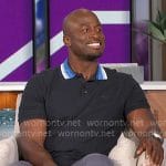 Akbar’s blue polo shirt with blue collar on The Talk