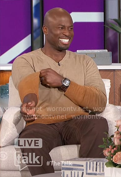 Akbar’s brown ombre sweater on The Talk