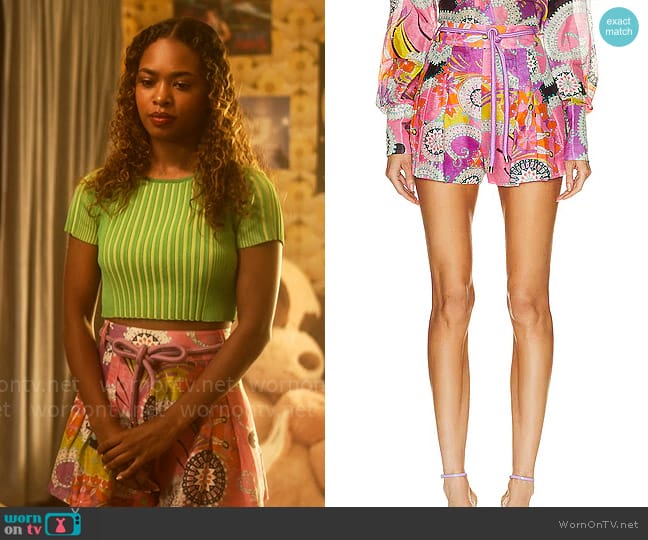 Alexis Costa Belted Short worn by Faran Bryant (Zaria) on Pretty Little Liars Original Sin