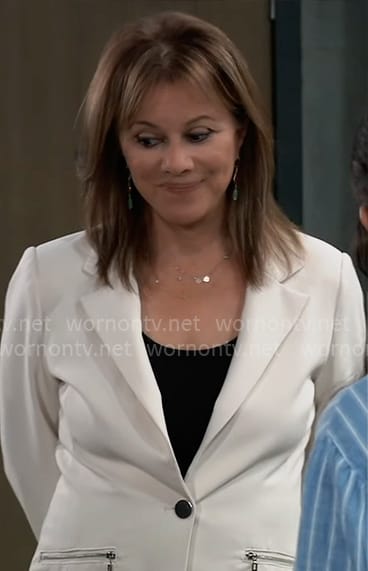 Alexis’ white blazer with zip pockets on General Hospital