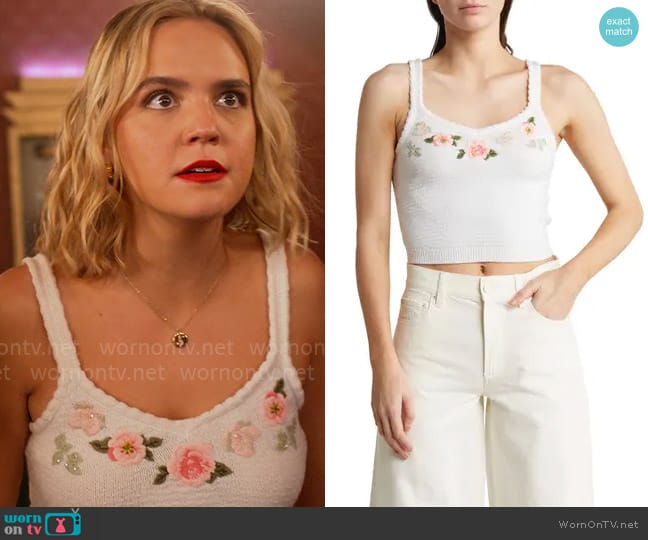 Alice + Olivia Brigida Embroidered Tank Top worn by Imogen Adams (Bailee Madison) on Pretty Little Liars Original Sin