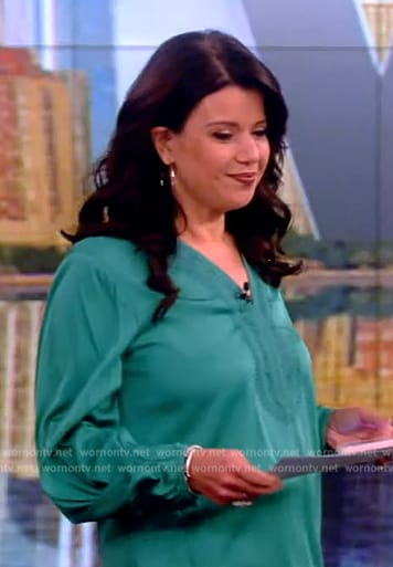 Ana’s green embroidered blouse on The View