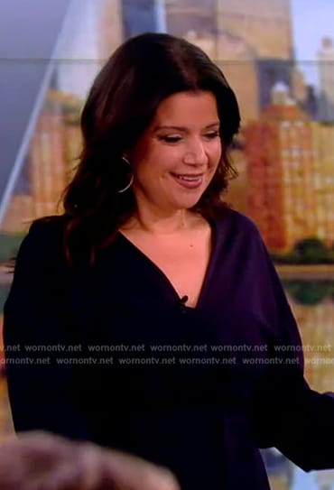 Ana’s navy tie waist jumpsuit on The View
