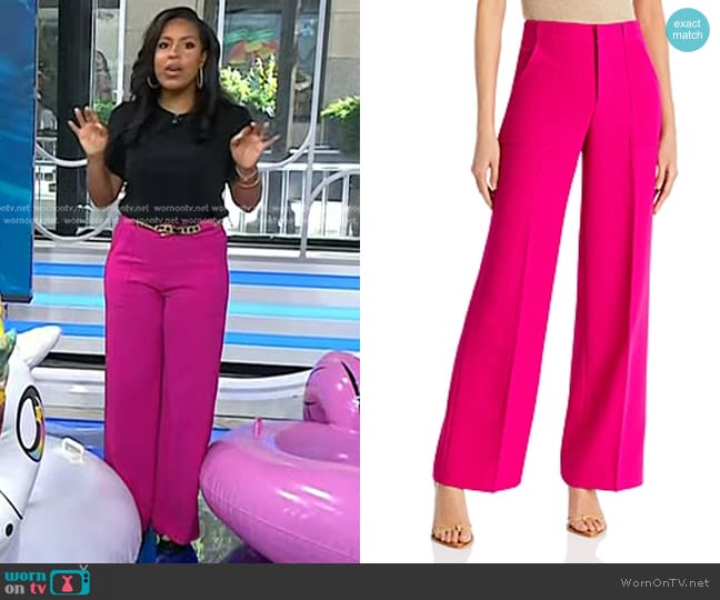 Aqua Wide Leg Pants in Hot Pink worn by Sheinelle Jones on Today
