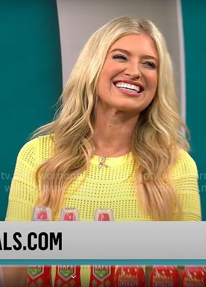 Ashley Bellman’s yellow knit dress on CBS Mornings