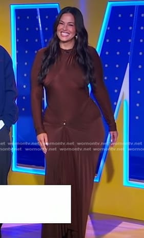 Ashley Graham’s brown ruched draped dress on Good Morning America