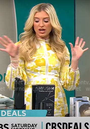 Ashley Bellman’s yellow floral dress on CBS Mornings