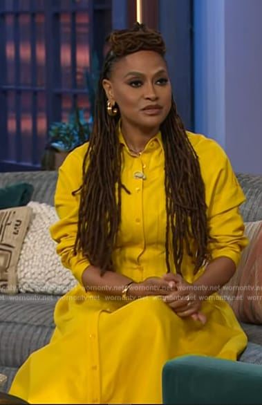 Ava DuVernay’s yellow shirtdress on The Kelly Clarkson Show