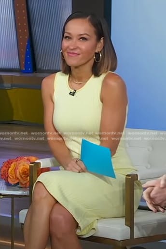 Eva’s yellow ribbed sleeveless dress on Good Morning America
