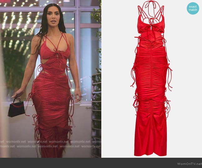 Balenciaga Patched Bikini cutout maxi dress worn by Kim Kardashian (Kim Kardashian) on The Kardashians