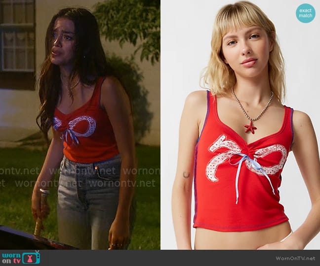 BDG Angel Ruched Tank Top worn by Noa Olivar (Maia Reficco) on Pretty Little Liars Original Sin