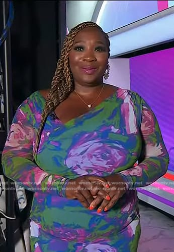 Bevy Smith’s floral print asymmetric dress on Today