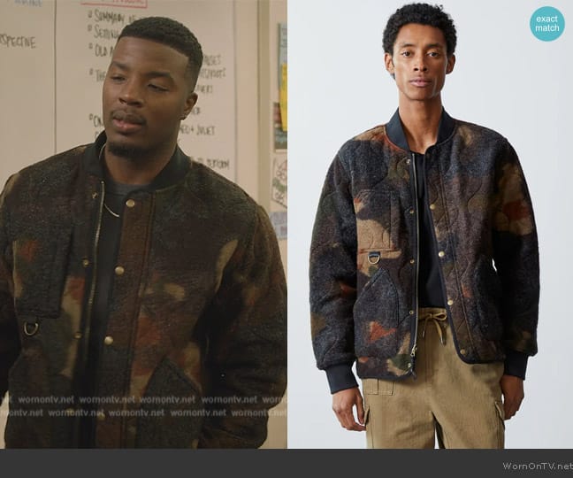 Todd Snyder Bodega x Todd Snyder Reversible Down Bomber Jacket worn by Spencer James (Daniel Ezra) on All American