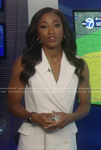 Brittany’s white sleeveless blazer dress on Good Morning America