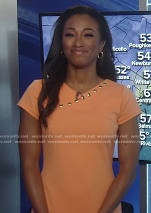 Brittany Bell’s orange grommet dress on Good Morning America