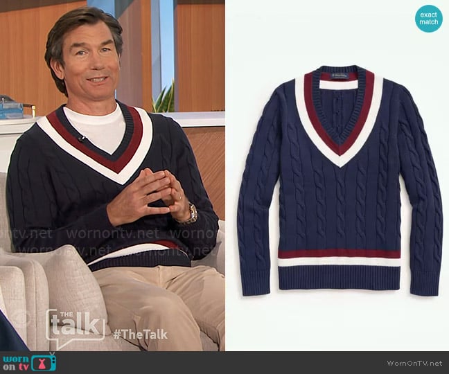 Brooks Brothers Vintage-Inspired Tennis V-Neck Sweater in Supima® Cotton worn by Jerry O'Connell on The Talk
