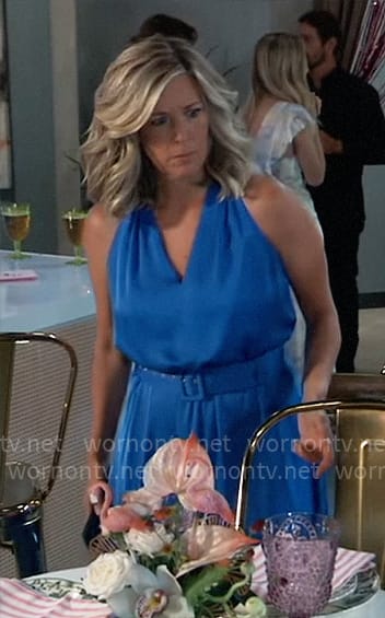 Carly’s blue v-neck midi dress on General Hospital