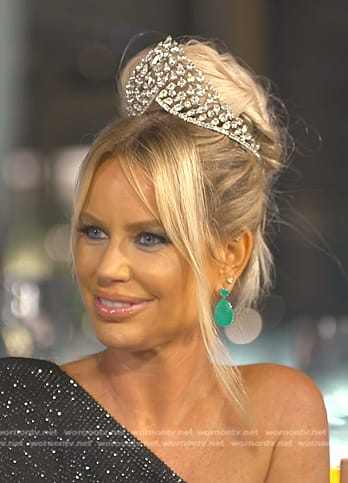 Caroline’s blue teardrop earrings on The Real Housewives of Dubai