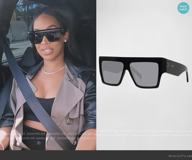Celine Chunky Rectangle Acetate Sunglasses worn by (Malika Haqq) on The Kardashians