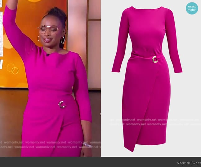 Chiara Boni La Petite Robe Zelie Bateau-Neck 3/4-Sleeve Midi Dress worn by Jennifer Hudson on The Jennifer Hudson Show