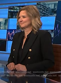 Christine Romans’ black double breasted blazer on NBC News Daily