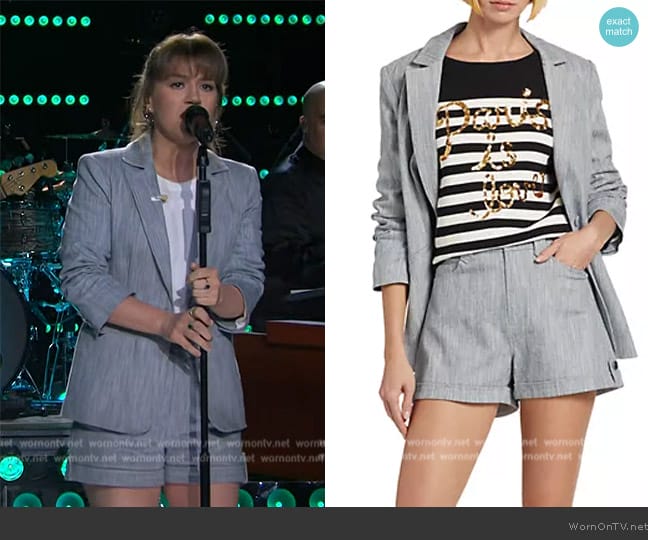 Cinq a Sept Khloe Stretch Cotton Blend Blazer worn by Kelly Clarkson on The Kelly Clarkson Show