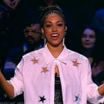 Corinne’s star embellished shirt on Beat Shazam