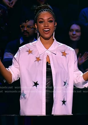 Corinne’s star embellished shirt on Beat Shazam