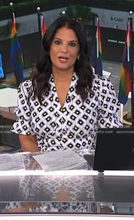 Darlene’s white geometric print dress on Today