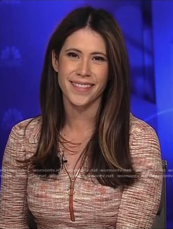 Deirdre’s orange space dye zip sweater on NBC News Daily