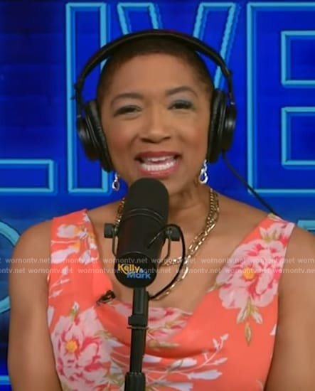 Deja Vu’s orange floral wrap dress on Live with Kelly and Mark