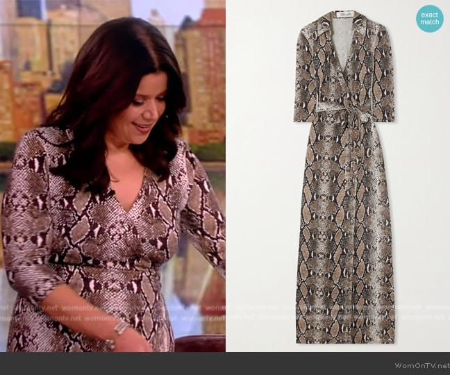 Diane von Furstenberg Abigail snake-print silk-jersey maxi wrap dress worn by Ana Navarro on The View
