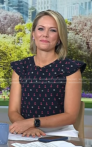 Dylan’s navy anchor print ruffle top on Today