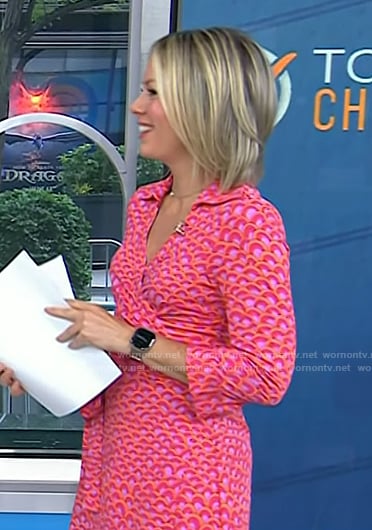 Dylan’s pink printed wrap dress on Today