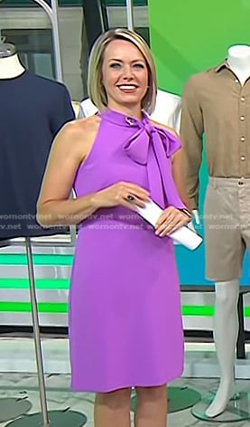 Dylan’s purple tie neck mini dress on Today